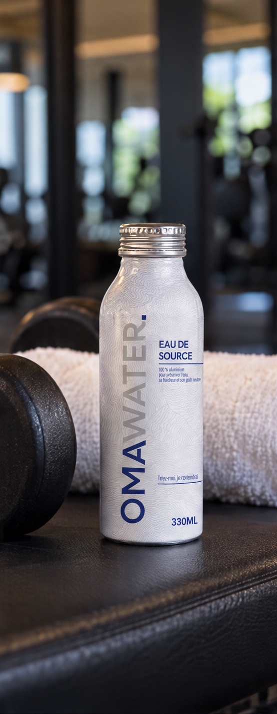 Gourde en aluminium OMA Water en salle de sport