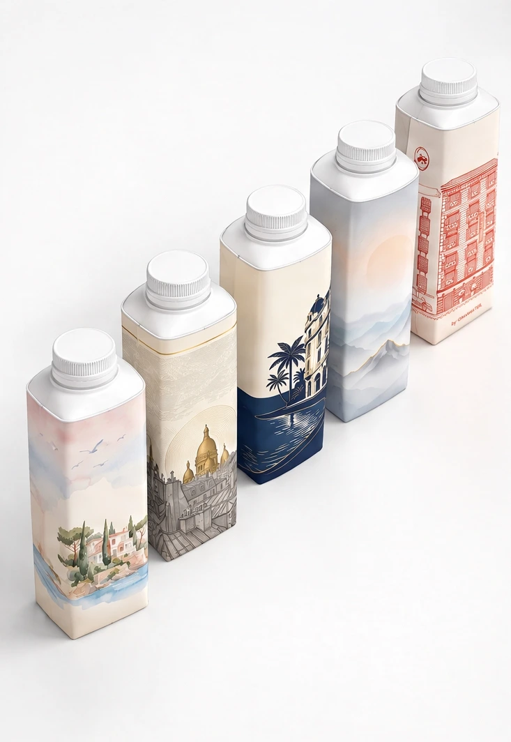 Briques Tetra Pak personnalisées avec illustrations