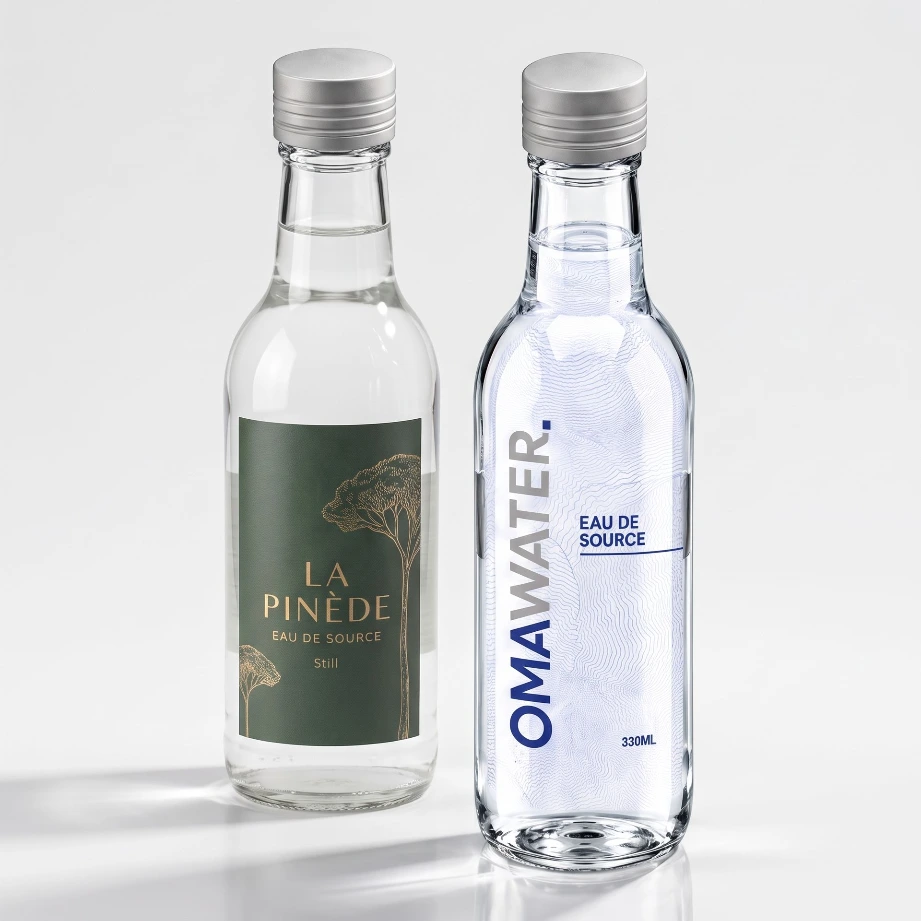 Bouteilles d'eau en verre personnalisées